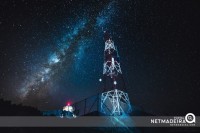 Radio tower under the stars