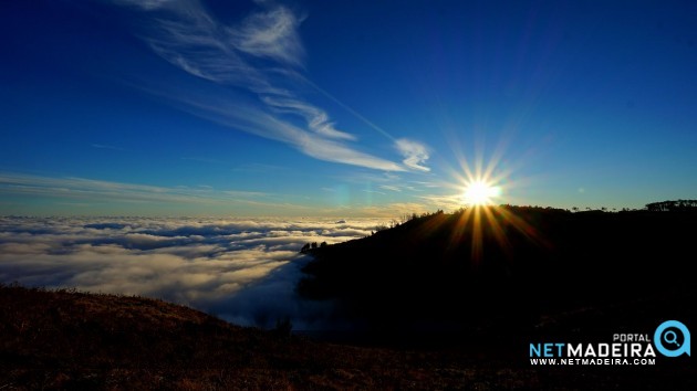 Sol sobre mar de nuvens